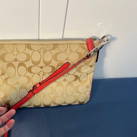 Coach Brown/Orange Signature Canvas and Leather Crossbody Bag - Picture 5 of 10